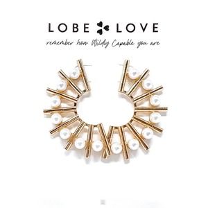 Fiercely Femme Pearl Gold Statement Half Circle Earrings